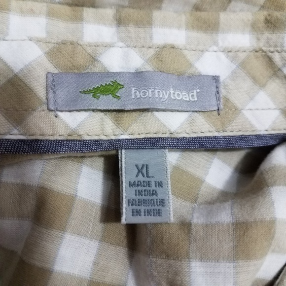 Horny Toad Mens Shirt XL Cuba Libre LS Brown White - Picture 4 of 8